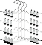 TOPIA HANGER 4 Tier Metal Skirt Hangers with Clips 80% Space Saving 3 Pack by TOPIAHANGER