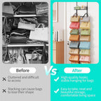 HapiRm Over the Door Purse Organizer - Wall Mounted Purse Rack with 16 Hooks and Metal Basket, Hanging Handbag Organizer Holds up to 16 Bags, Bag Rack Can Use As 1/2 Part, for Door, Closet (Black) - Image 6
