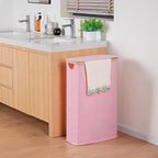 efluky Slim Laundry Basket with Lid, Narrow Laundry Hamper with Removable Bag, Skinny Dirty Clothes Basket with Bamboo Handles for Bathroom, Bedroom & Laundry Room, 63L Pink - Image 2