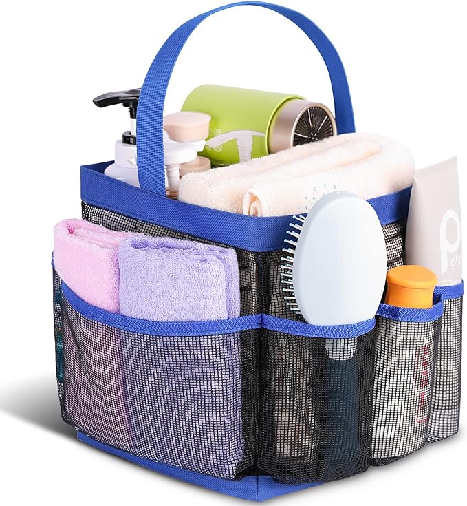 EUDELE Mesh Shower Caddy Portable for College Dorm Room Essentials,Shower Caddy Dorm with 9-Pocket Large Capacity for Beach,Swimming,Gym,Travel essentials, Blue by EUDELE