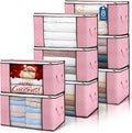 90L Large Storage Bags, 8 Pack Clothes Storage Bins Closet Organizers | Foldable Storage Containers, with Reinforced Handle, for Clothing, Blanket, Comforters, Bed Sheets, Pillows and Toys,Pink by BuddingJoy-BuildaJoyfulLifeforYou