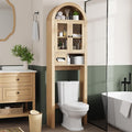 Arched Over the Toilet Storage Cabinet, Tempered Glass Doors, Natural Oak by Nivisre