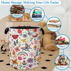 Colorful Butterfly Flowers Laundry Basket Collapsible Laundry Hamper Clothes Storage Bin for Bathroom Bedroom Room Decor 16" X 20.8" - Image 5