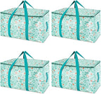 BALEINE 4-Pack Oversized Moving Bags with Reinforced Handles, Heavy-Duty Storage Tote for Clothes, Moving Supplies (Spring Stroll, 4-Pack) by BALEINE