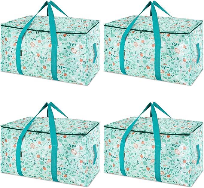 BALEINE 4-Pack Oversized Moving Bags with Reinforced Handles, Heavy-Duty Storage Tote for Clothes, Moving Supplies (Spring Stroll, 4-Pack) by BALEINE