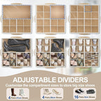 2 Pack Large Shoe Organizer for Closet, 32 Pairs Shoe Storage Box Beige - Image 5