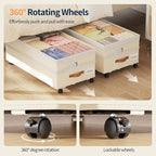 Yecaye 90L Under Bed Storage with Wheels, Height Adjustable, 2 Pack, Beige - Image 4