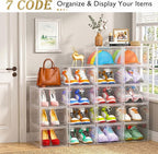 Sturdy Clear Shoe Organizer with Magnetic Door, Stackable Shoe Storage Box | Thick Plastic Shoe Storage for Sneakers & Boots, Collapsible Closet Shoe Rack and Clear Shoe Box, 6 Pack White - Image 4