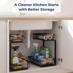 Under Kitchen Sink Organizer with LED Lights, 2 Pack, 2-Tier - Image 3