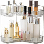 YCIA&DONE Corner Bathroom Counter Organizer, Makeup Organizer for Vanity, Skincare Cosmetic Perfume Tray, Corner Countertop Shelf Rack Storage for Bathroom Kitchen 2 Tiers (Smoky Gray) by YCIADONE