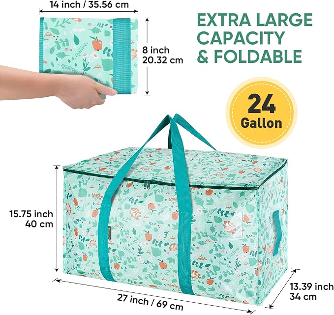 BALEINE 2-Pack Oversized Moving Bags with Reinforced Handles, Heavy-Duty Storage Tote for Clothes, Moving Supplies (Spring Stroll, 2-Pack) - Image 2