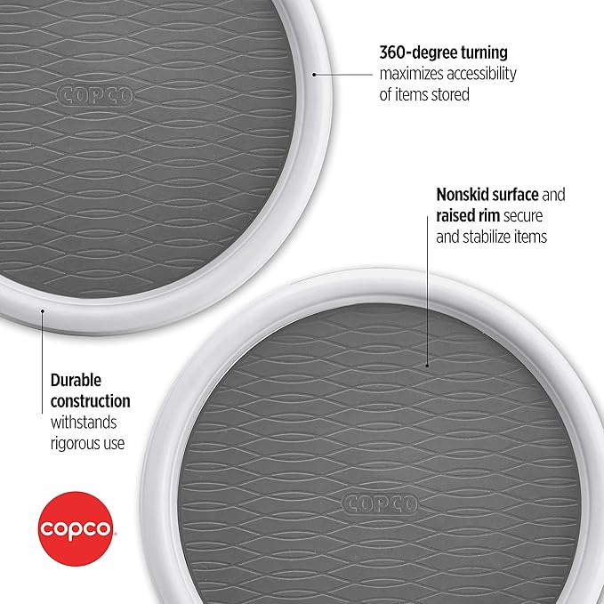 Copco Lazy Susan Turntable Organizer Set of 2, 9 Inch Rotating Cabinet and Pantry Storage, Nonslip Surface with Outer Rim, Wipe Clean - Image 3