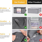 2 Pack Clothes Storage Bags, 90L Large Blanket Storage Bag Comforter Storage Bin with Reinforced Handle and Lid Foldable Closet Organizer and Storage Containers for Bedding Pillows Sheets and Duvet - Image 4