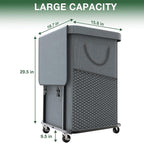 Laundry Hamper with Lid,150L Rolling Laundry Basket with Wheels,Grey - Image 6