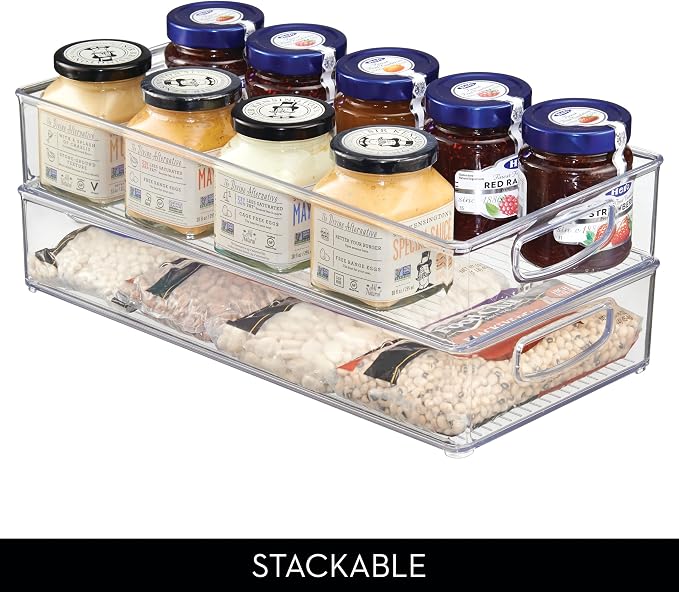 iDesign Stackable Clear Plastic Extra Long Pantry Organizers, 4-Pack - Image 5