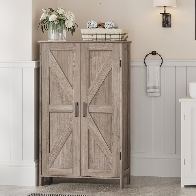 Homleke 43.3" H Farmhouse Bathroom Storage Cabinet with Adjustable Shelves - Image 2