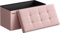 SONGMICS 30 Inches Folding Storage Ottoman Bench, Load 660 lb | Ottoman Foot Rest, Storage Chest, for Living Room, Entryway, Jelly Pink and Ink Black, MINOTA Collection ULSF047R11 by Unknown