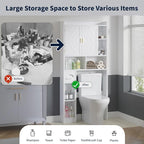 VECELO Over The Toilet Storage Cabinet, Storage Cabinet Over Toilet with Adjustable Shelves & Toilet Paper Holder Stand, Home Space-Saving Toilet Storage, for Bathroom, Restroom, Laundry, White - Image 7