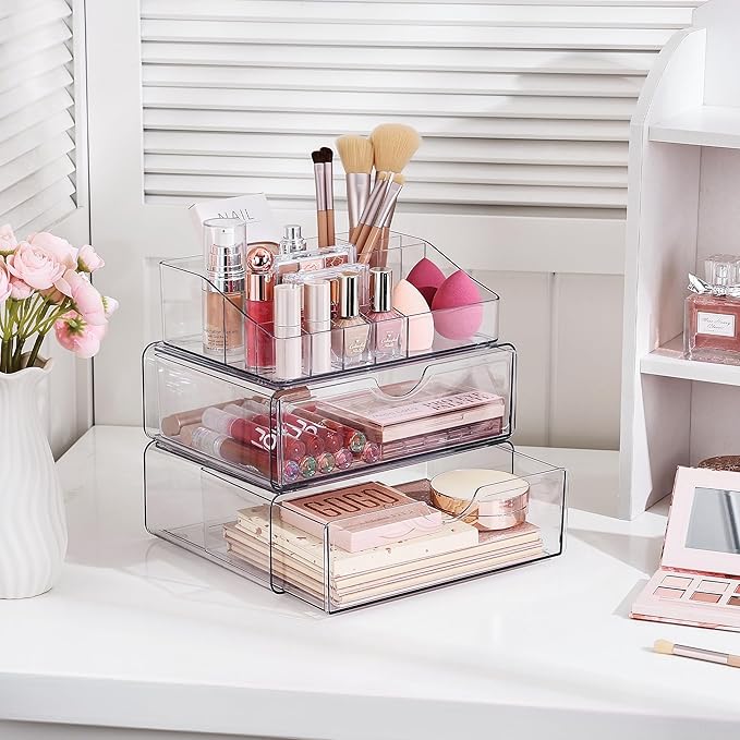 Vtopmart 3 Tier Clear Makeup Organizer with 2 Drawers - Image 5
