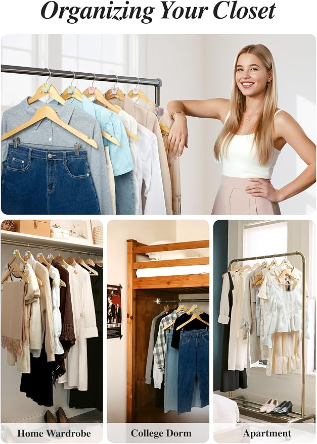 HOUSE DAY Closet Organizers and Storage 60 Pack, Space Saving Hanger | College Dorm Essentials for Girls, Multicolored Clothes Hangers Connectors, Dorm Rooms Space Saver Multicolored - Image 4