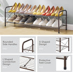Hoctieon 2 Tier Shoe Rack for Closet, Shoe Rack FreeStanding, Entryway Shoe Shelf, Shoe Storage Organizer, Durable Mesh Style Shoe Rack, Space Save for Garage, Bedroom, Living Room, Wardrobe, Brown - Image 6