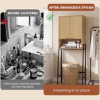 Over The Toilet Storage Cabinet,25" W Bathroom Organizer, Oak - Image 5
