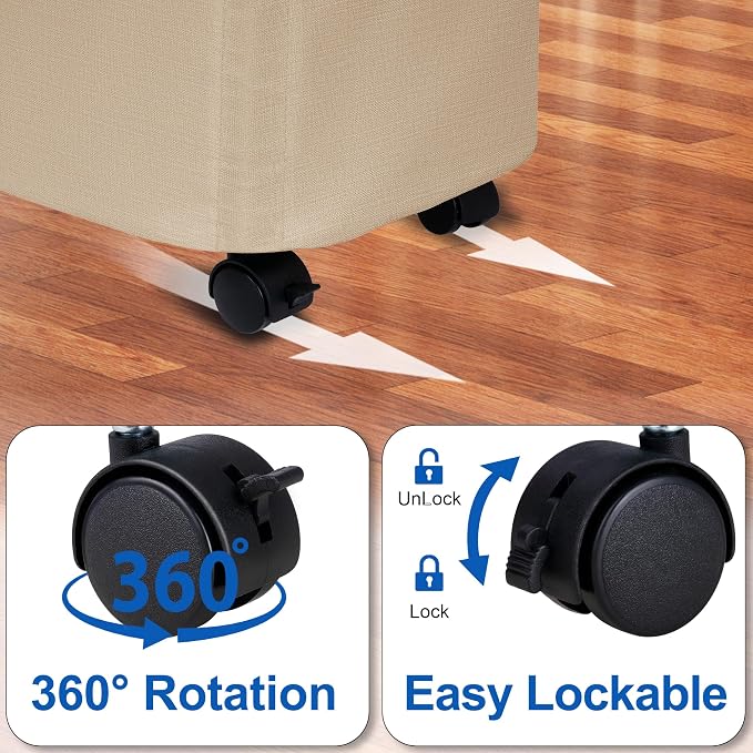 Slim Laundry Hamper with Wheels,15 Gal (55L) Rolling Laundry Basket with lid and wheels Clothes Hamper Foldable Tall Dirty Clothes Basket Sturdy Collapsible Clothes Hamper for Dorm,Laundry Room - Image 4