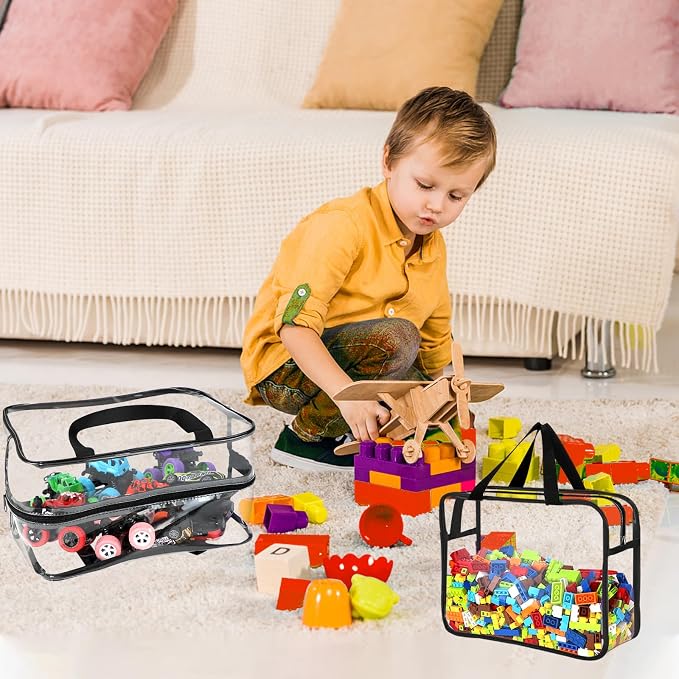 6 Large Toy Storage Bags with Labels Reusable Clear Toy Organizer 3L & 3XL - Image 4