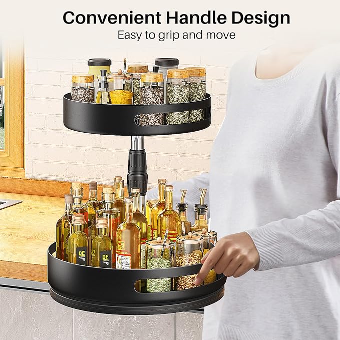 Lazy Susan Spice Rack Organizer for Cabinet, 2-Tier Metal, 10 in - Image 9