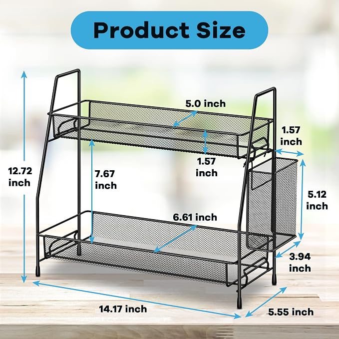 Bathroom Organizer Countertop, Spice Rack Organizer for Cabinet,Black - Image 2