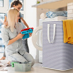 Lifewit 2 Pack Laundry Basket 80L Each, Collapsible Clothes Hamper with Reinforced Handles, Freestanding Waterproof Design for Bedroom and Laundry Room, Navy 160L Total - Image 7