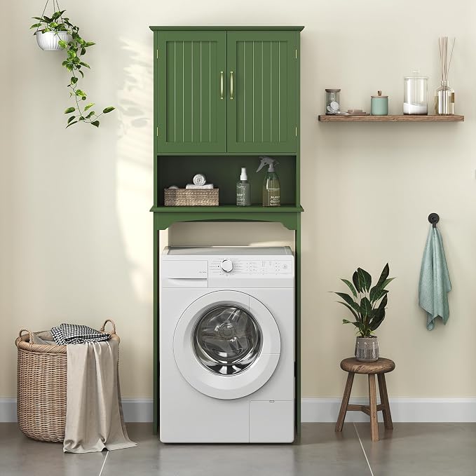 Yaheetech Over the Toilet Storage Cabinet, Bathroom Organizer, Green - Image 9