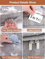 punemi 3 inch High Soft Low Profile Under Bed Storage Bins, 2 Pack, Grey - Image 6