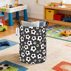 Round Soccer Ball Print Laundry Hamper, Cotton Canvas Storage Bin - Image 8