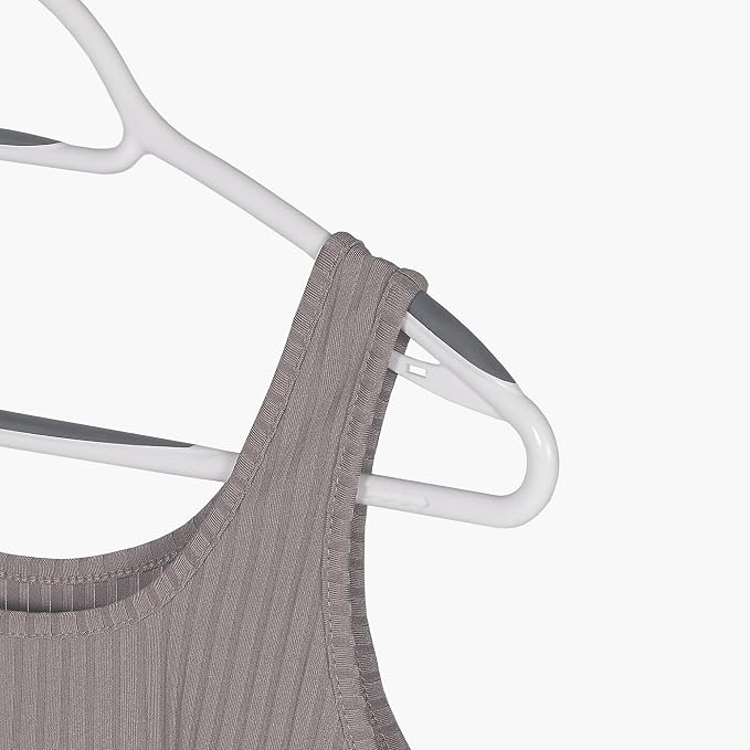 Set of 5 Deluxe Non Slip Hangers by Neatfreak! - Space Saving Hangers for Clothes, Pants, Jackets and Shirt 5 Pack,White/Grey - Image 9