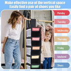 2 Pack 7 Shelf Weekly Clothes Organizer Hanging Closet for Kids with Side Pockets Weekday Shoes Rack Weekly Clothes Organizers Monday Through Weekend Foldable Storage Shelves(Black) - Image 7