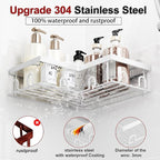 Liuoud Corner Shower Caddy 5 Pack Adhesive Stainless Steel Organizer White - Image 3