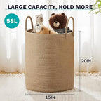 YOUDENOVA Jute Rope Laundry Hamper Basket, 58L Blanket Basket for Nursery - Image 3
