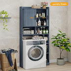 Vabches Over The Toilet Storage Cabinet with 2 Tambour Sliding Doors, Blue - Image 6