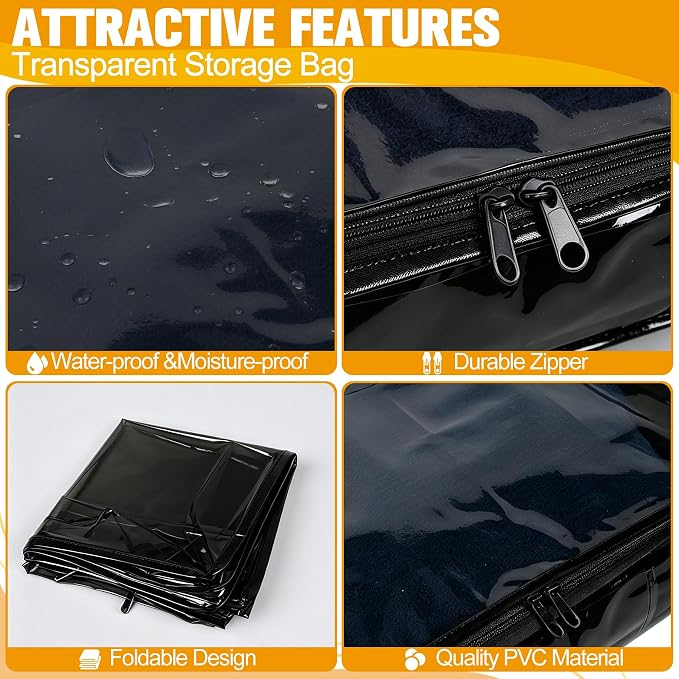 Plastic Storage Bags with Easy-Glide Zipper, Pack of 6, Durable Clear Vinyl Zippered Storage Bags for Clothes Sweaters Comforters Blankets Sheets Bedding (18 x 15 x 9 Inch, Transparent Black) - Image 4