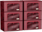 Sorbus Clothes Storage Bins, Clear Window & Handles (6 Pack, Pink) | Large foldable stackable boxes have easy-carry grips for bedding and linens in closets, bedrooms and laundry rooms. - Image 7