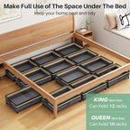 Kitstorack 4 Pack Height-adjustable Under Bed Storage with Wheels, Under Bed Storage Containers,Under Bed Shoe Storage Organizer with Clear Window&Label, Suitable for Clothes Storage, Beige & Gray - Image 8