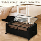 Under Bed Storage with Wheels, 2 Pack Under Bed Storage Containers, 10.6 inches Tall Underbed storage bins on Wheels, Rolling Under the Bed Metal Drawers for Clothes, Blankets, Shoes (XXXL, 90L) - Image 7