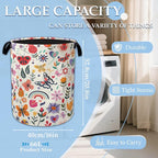 Colorful Butterfly Flowers Laundry Basket Collapsible Laundry Hamper Clothes Storage Bin for Bathroom Bedroom Room Decor 16" X 20.8" - Image 2