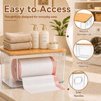 Trash Bag Holder 2 Pack, Stackable Garbage Bag Dispenser with Bamboo Lid, Extra Large Trashbag Dispenser for 13/30/33 Gallon Bags, Clear Organizer for Under Sink Kitchen Laundry Room - Image 4