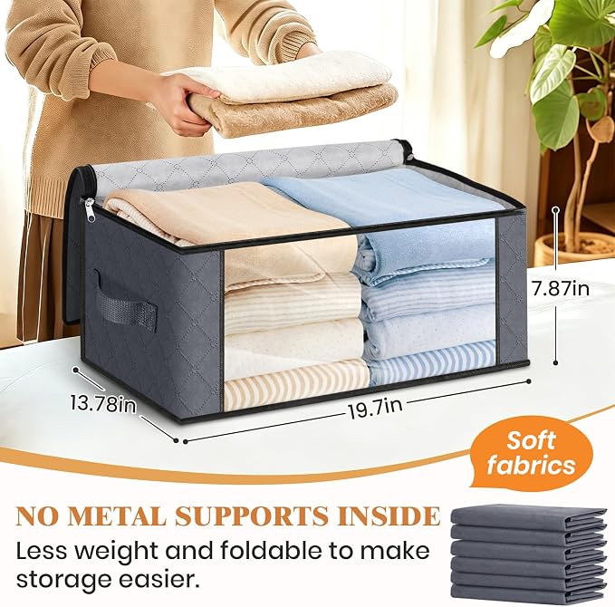 Fab totes 35L Closet Organizers, Foldable Under Bed Storage Containers | Storage Bags with Zippers,Window and Handles for Organizing Bedroom, Closet, Clothing,Organization with Handle - Image 2