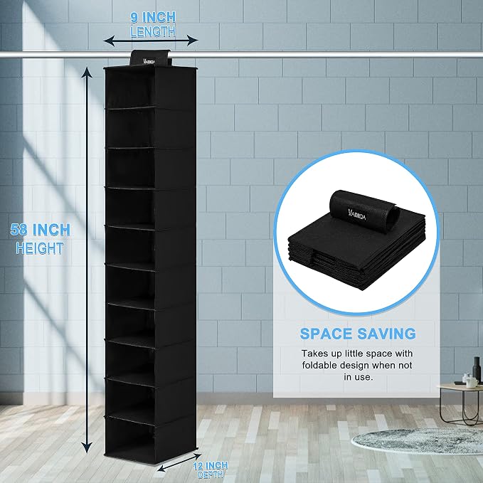 VAESIDA Hat Rack for Closet, 10 Shelf Hanging Hat Organizer for Baseball Caps Storage, Hat Holder Organizer for Hat Display, Best Space Saving Hat Racks for Baseball Cap Organizer, Black - Image 6