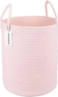 XUANGUO Cotton Rope Laundry Basket Hamper for Girls Kids Baby Nursery Pink by XUANGUO