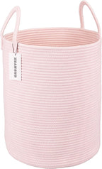 XUANGUO Cotton Rope Laundry Basket Hamper for Girls Kids Baby Nursery Pink by XUANGUO