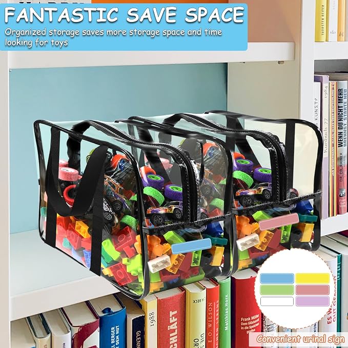 6 Pcs XXL Toy Storage Bags with Labels Reusable Clear Toy Organizer - Image 6